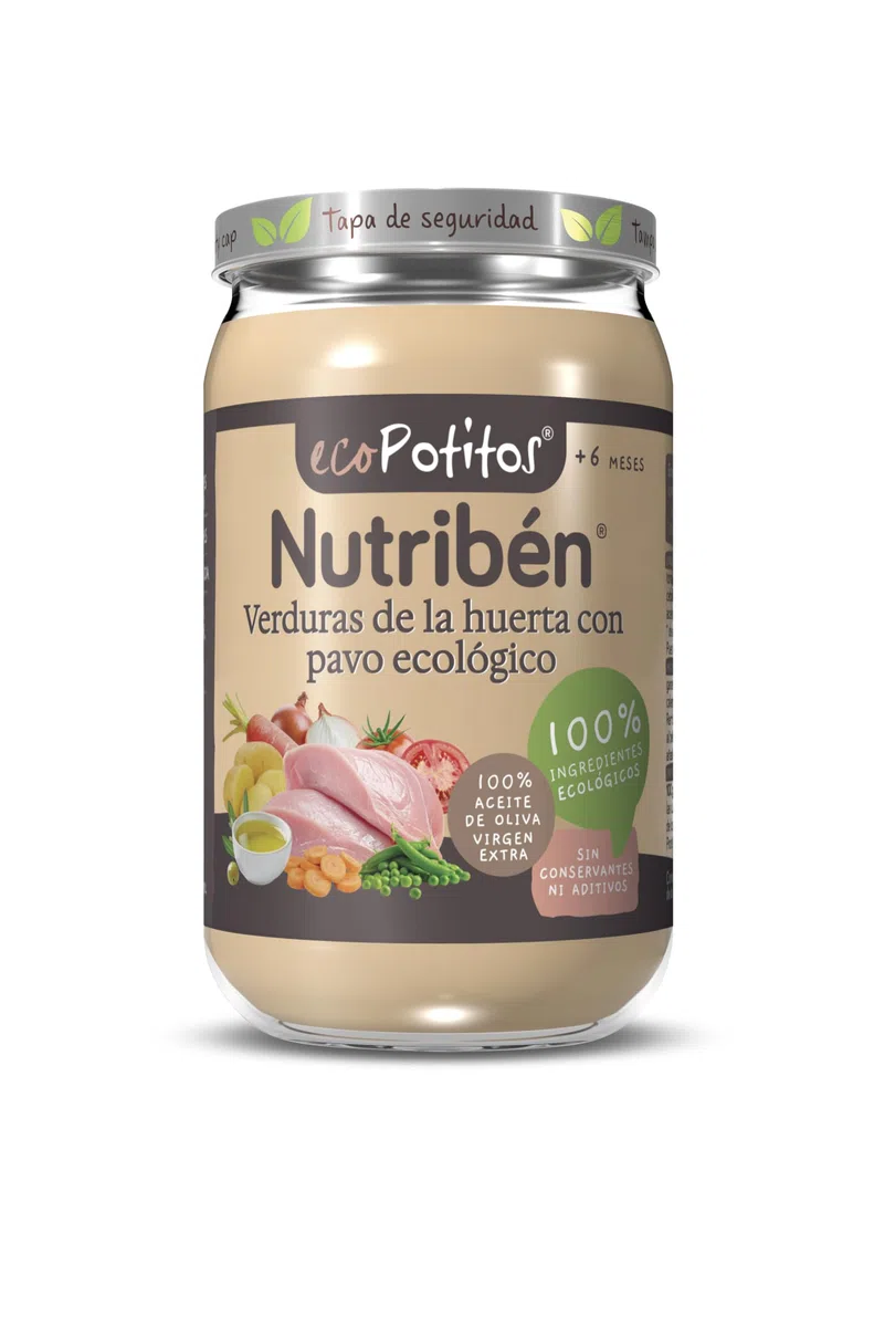 Nutribén Ecopotitos de Verduras de Huerta con Pavo, Desde Los 6 Meses, 235g