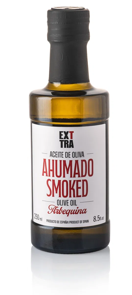 EXTTRA | Aceite de Oliva Virgen Extra Ahumado Naturalmente, AOVE Español Ahumado en Frío con Madera de Roble y Haya, Aceite Gourmet para Finalizar Carnes, Pescados y Verduras, 250 ml