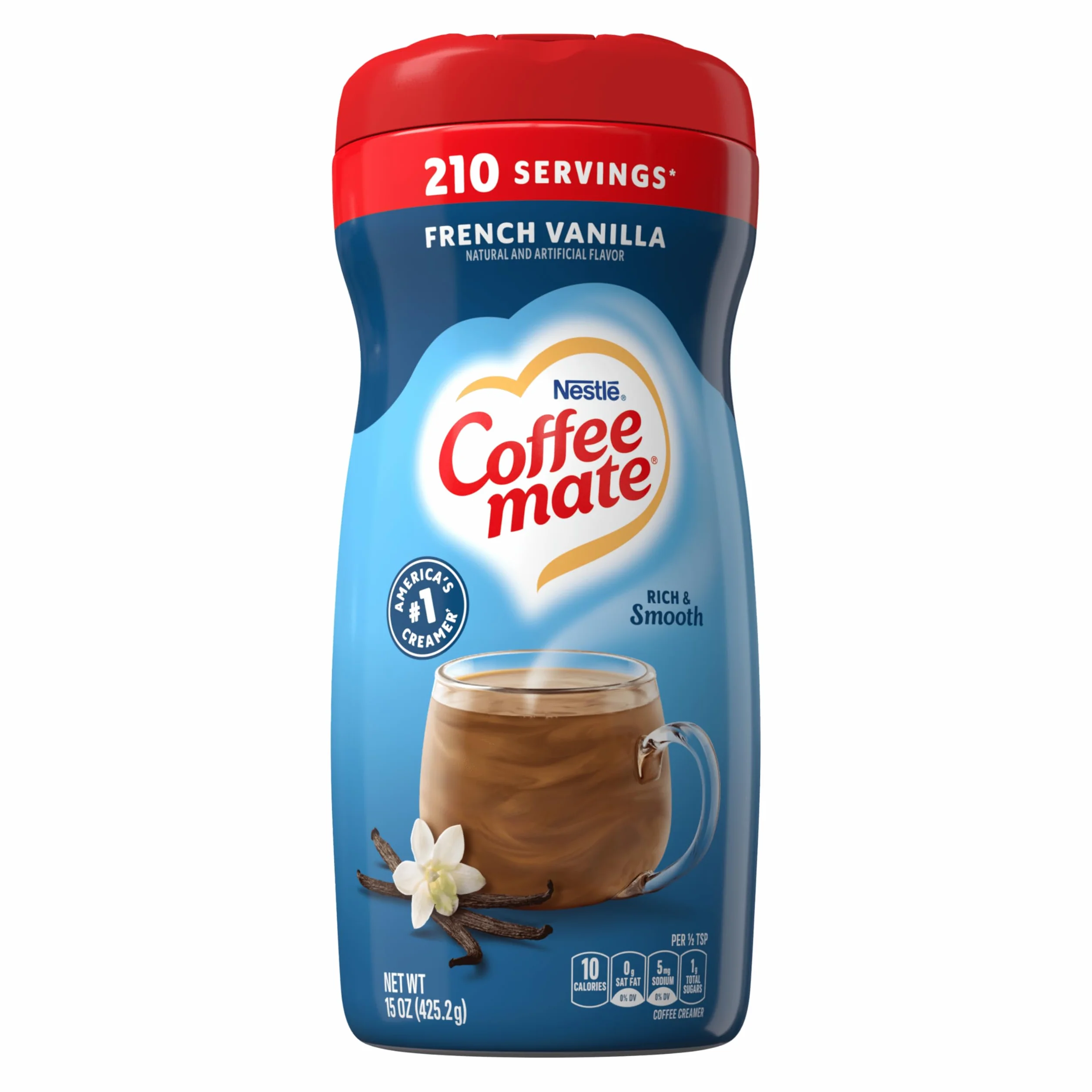 French Vanilla Non Dairy Creamer Powder, Lactose Free, Gluten Free, 210 Servings (15 Oz)