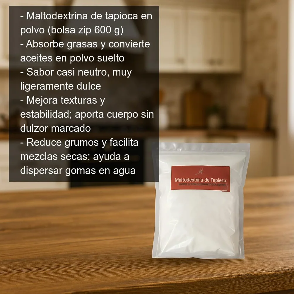 Maltodextrina de tapioca 600 g en polvo para cocina y repostería
