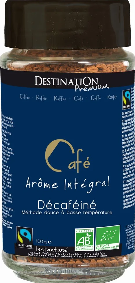 Destinatio Cafe Soluble Liofilizado Descafeinado Bio 100 Gr Paquete 100 Gramos - Cultivo Ecologico 100 ml