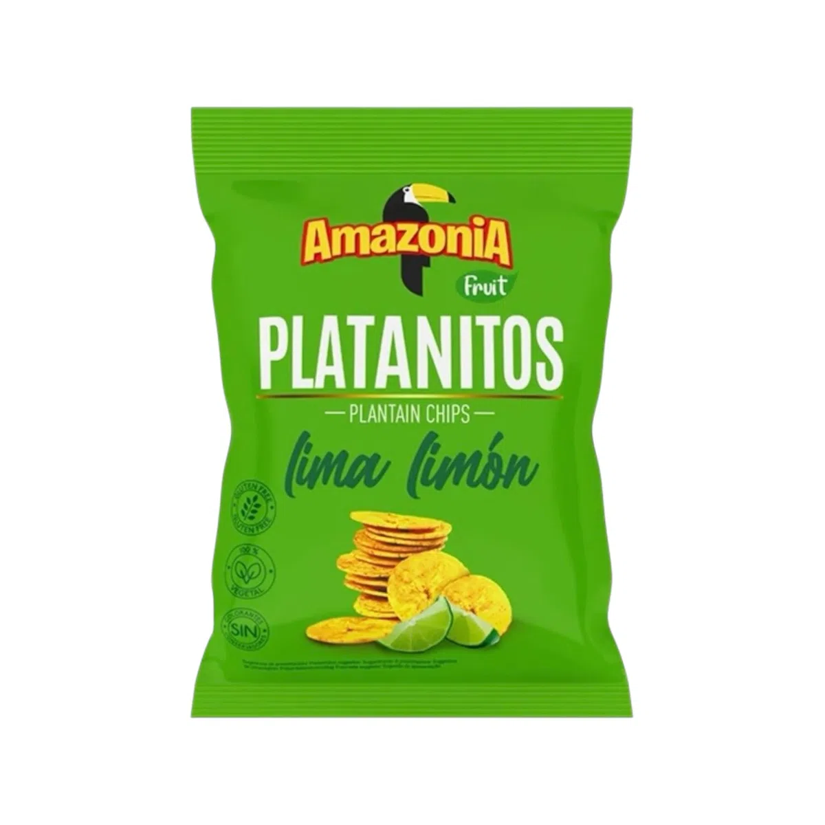 Amazonia Platanitos Limón - Caja x 15 Unidades - 75g Cada Unidad - Chips de Plátano Crujientes
