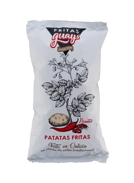 Patatas fritas 175g. "Picantes" artesanas, caja de 10 bolsas