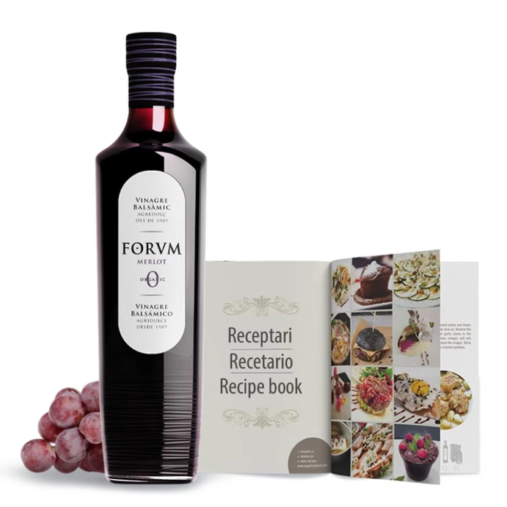 Forvm Merlot, Vinagre de Vino Tinto 500ml, Fantástico para Cocinar, Usado 12 Años en el Menú de los Premios Nobel, Producción Limitada, 2 Medallas Oro, Bote Cristal
