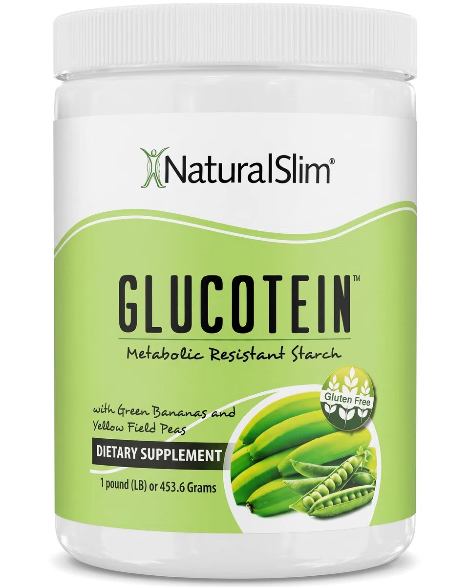 NaturalSlim Glucotein - Harina Sin Gluten de Plátano Verde y Guisantes con Prebióticos - Almidón Resistente para Apoyo a la Digestión, Energía y Metabolismo - Mezcla para Pan y Recetas Keto, 453g