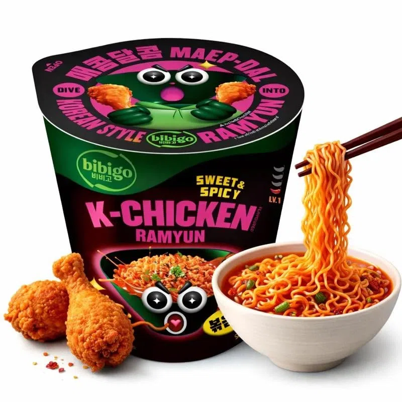 Pack 5 Ramen Fideos Copa Instantáneos Ramyun - Instant Noodle Cup Tallarines Ramen coreano (K-CHICKEN) | Ramen Instantáneo