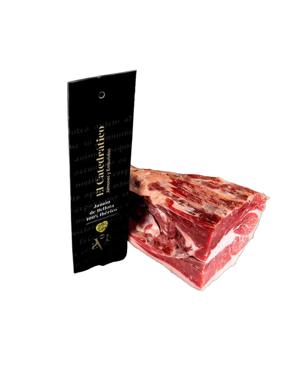El Catedrático | Jamón de Bellota 100% Ibérico | Taco 600gr | Etiqueta Negra Premium | Curación 36 Meses | Cerdos Criados en Libertad Alimentados con Bellotas