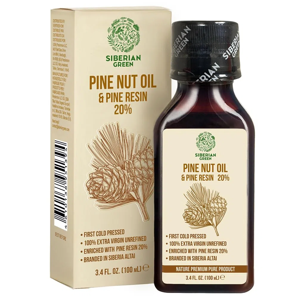 Aceite de Piñón Siberiano con Resina de Cedro de Pino Puro Natural 100% Virgen Extra Prensado en Frío 100 ml