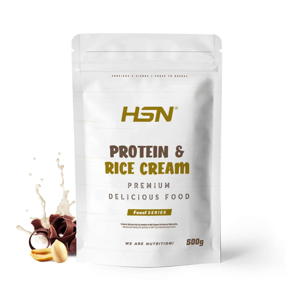 HSN Crema de Arroz Proteica | Chocolate Cacahuete 500g = 10 Tomas por Envase | Whey + Caseína + Harina de Arroz Pregelatinizada | Sin Azúcares Añadidos | No-GMO, Vegetariano, Sin Gluten