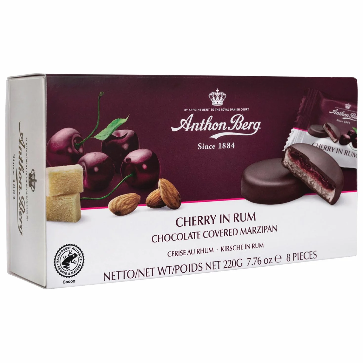 Anthon Berg Cherry en ron mazapanes cubiertos de chocolate