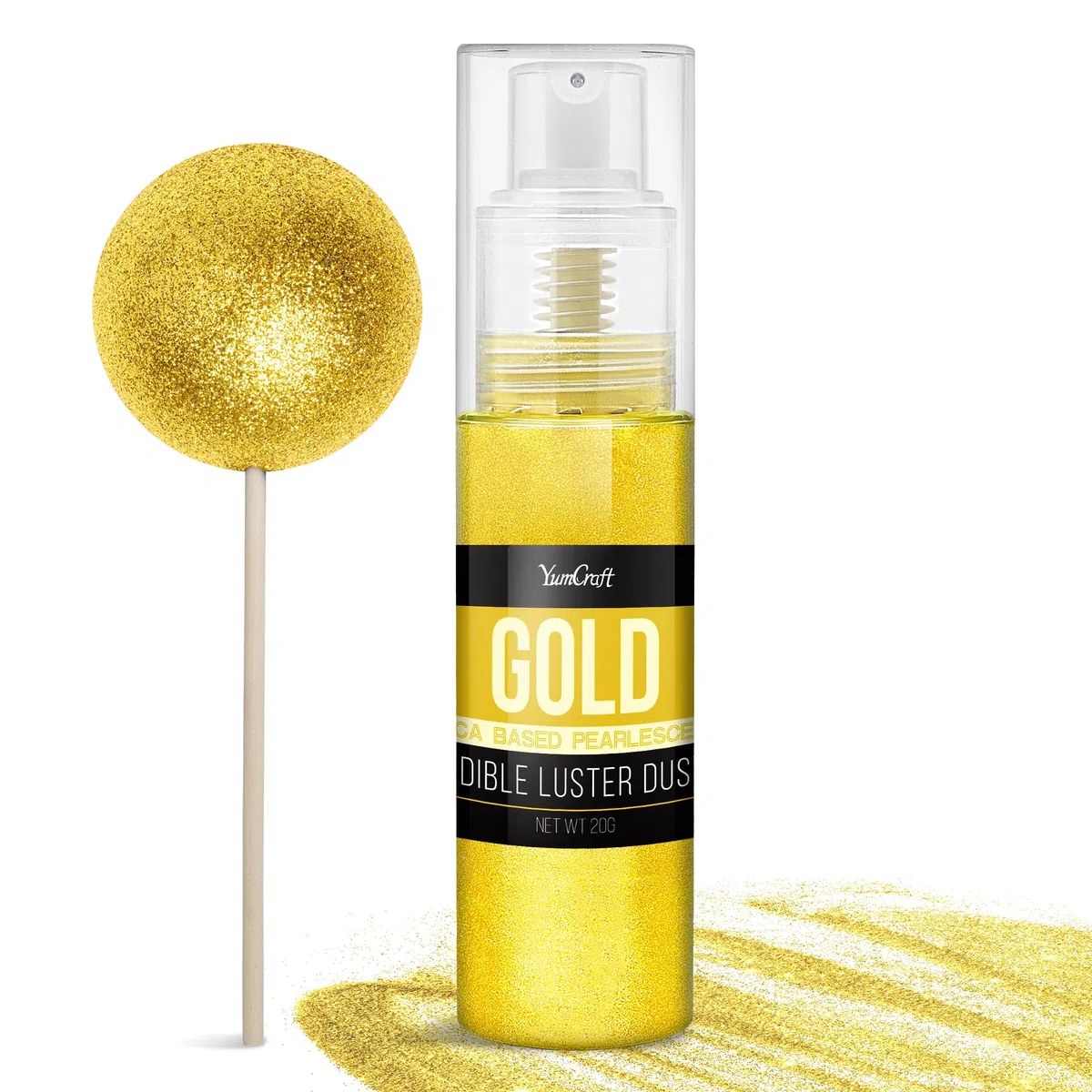 Purpurina Comestible Spray, Oro, 20g Purpurina Comestibles para Decoración de GâTeaux, Cocktails, Bebidas, Colorante Alimentario - Colorante Alimentario en Polvo para Galletas, Bonbones, GlaçAge
