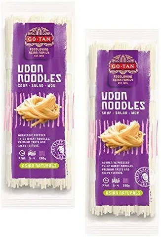 Go-Tan Establecido Fideos de Udon 1954 Fideos de trigo gruesos auténticos Sabor y textura premium/Fideos de trigo Auténtico grosor de espaguetis de trigo y consistencia premium - 2 x 250 gramos