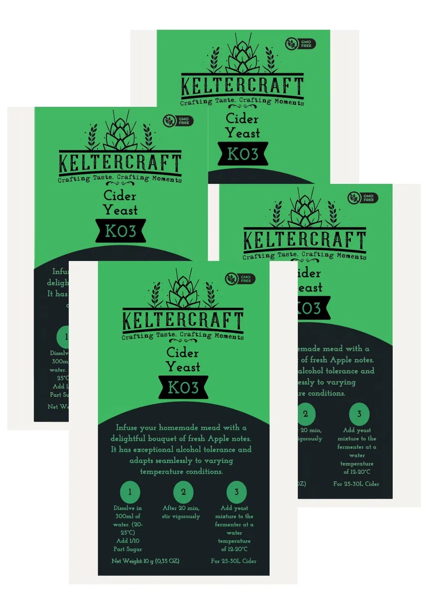 Keltercraft K03 Levadura de sidra [4x 10 g: para 100 l de sidra] levadura seca de vino pura