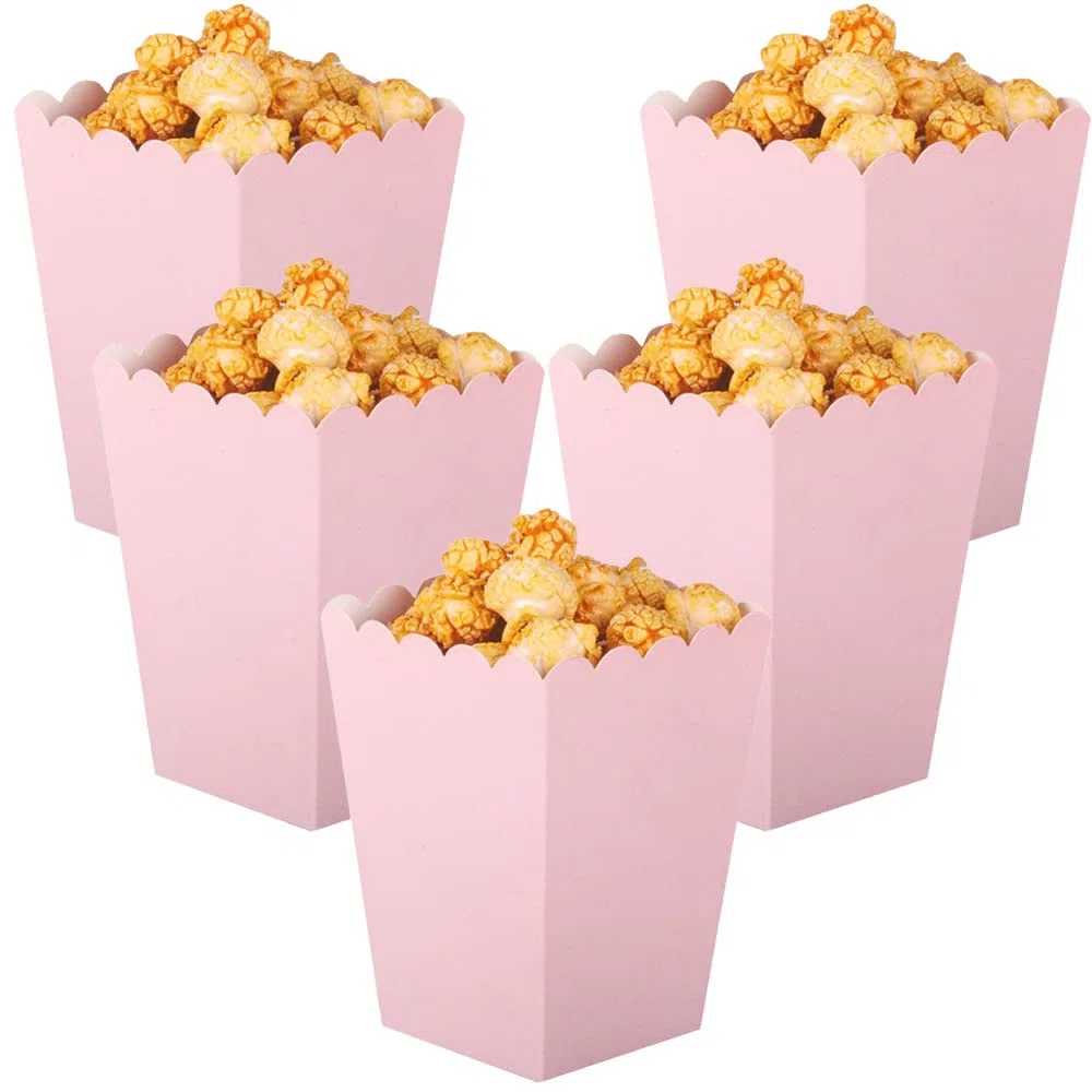 CC wonderland zone 24 bolsas de palomitas de maíz, color rosa, cajas pequeñas para palomitas de maíz, cajas de papel para fiestas