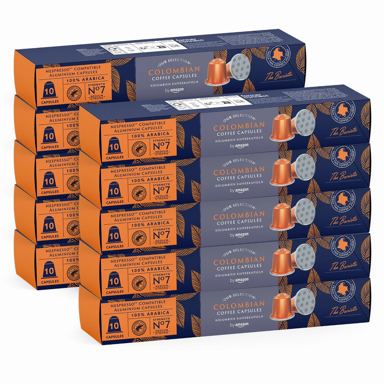 By Amazon Café Colombiano Compatible con Nespresso 100% Arábica Tueste Medio 100 Cápsulas de Aluminio Rainforest Alliance